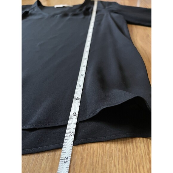 Ramy Brook Black 100% Silk V Neck Pleated Sleeve Blouse Size Medium - Picture 11 of 12